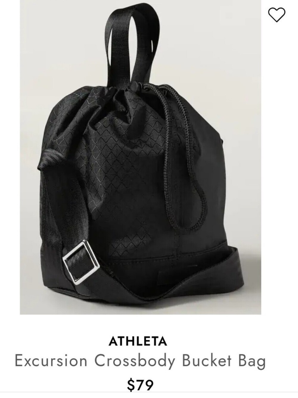 Athleta Excursion Crossbody Bucket Bag in black